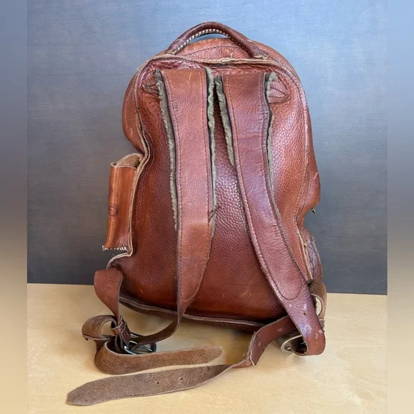 Vintage Hand Tooled Leather Backpack - Picture 2 of 7